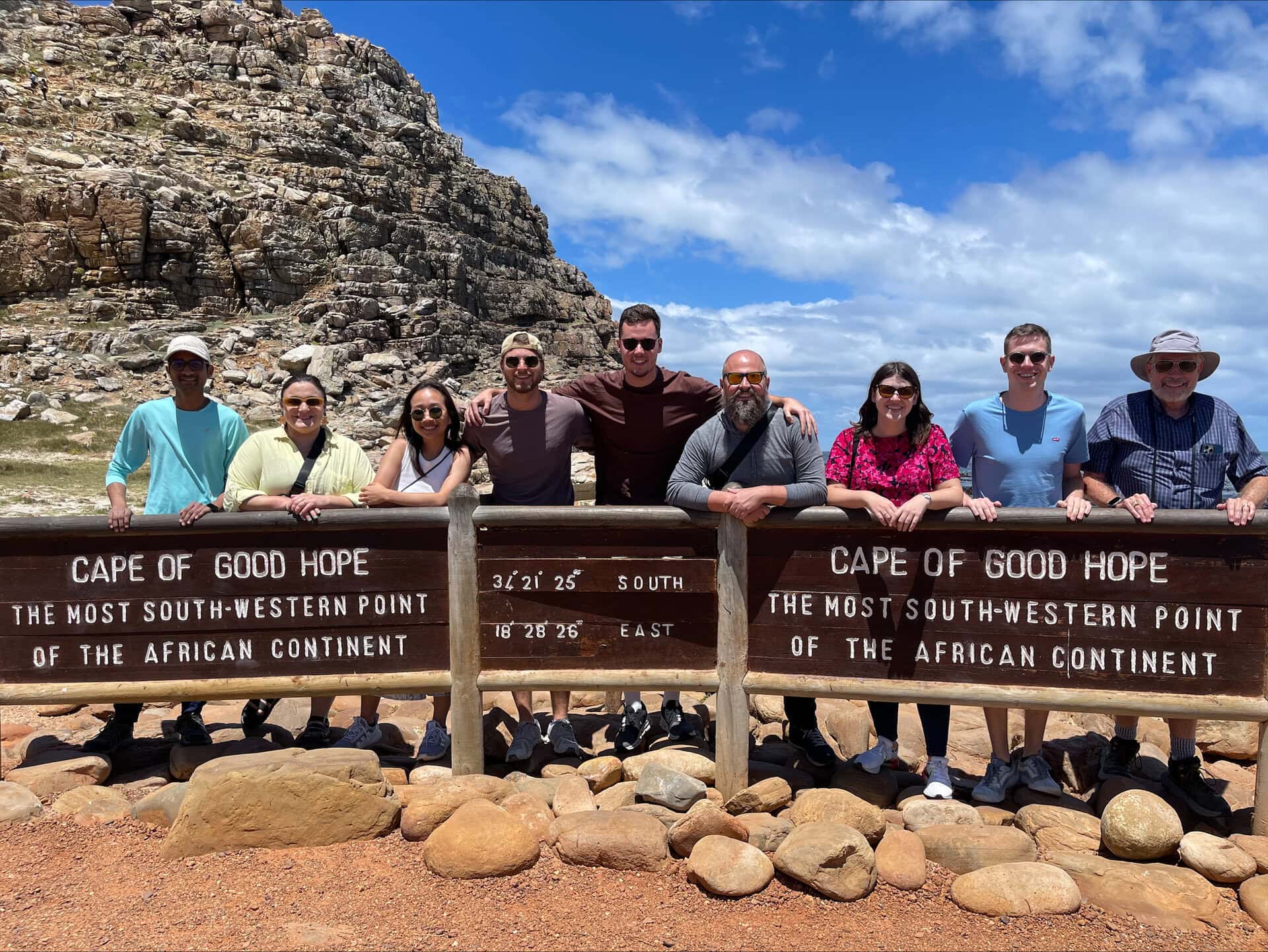 Students posed at South Africa's Cape of Good Hope