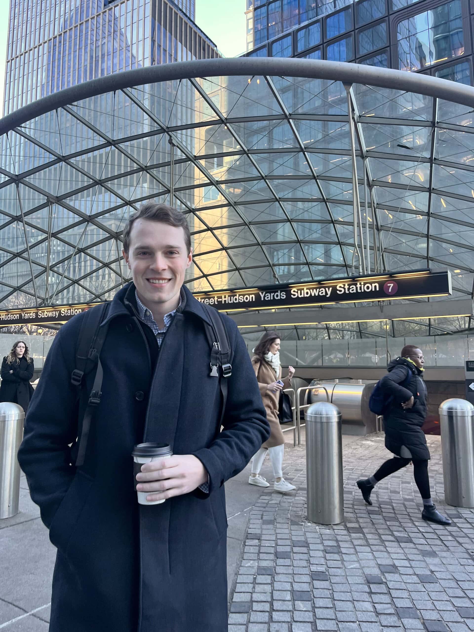Nikolai in front of a NYC subway station