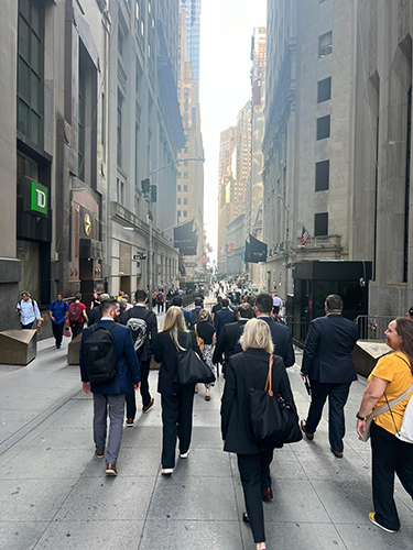 Students walking down the street of New York City