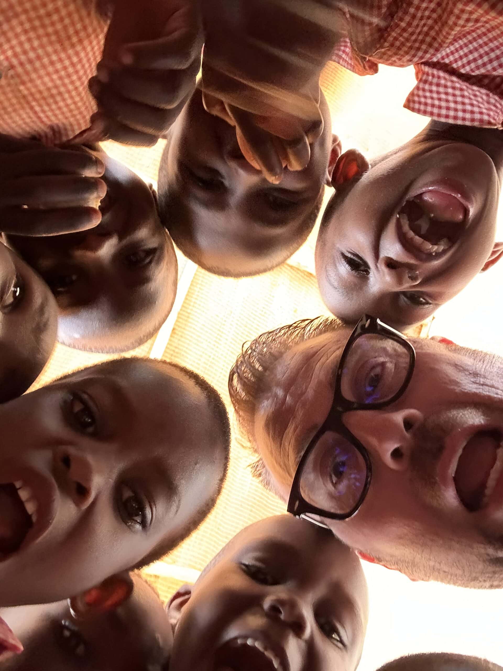 Adam Williams and children looking at the camera