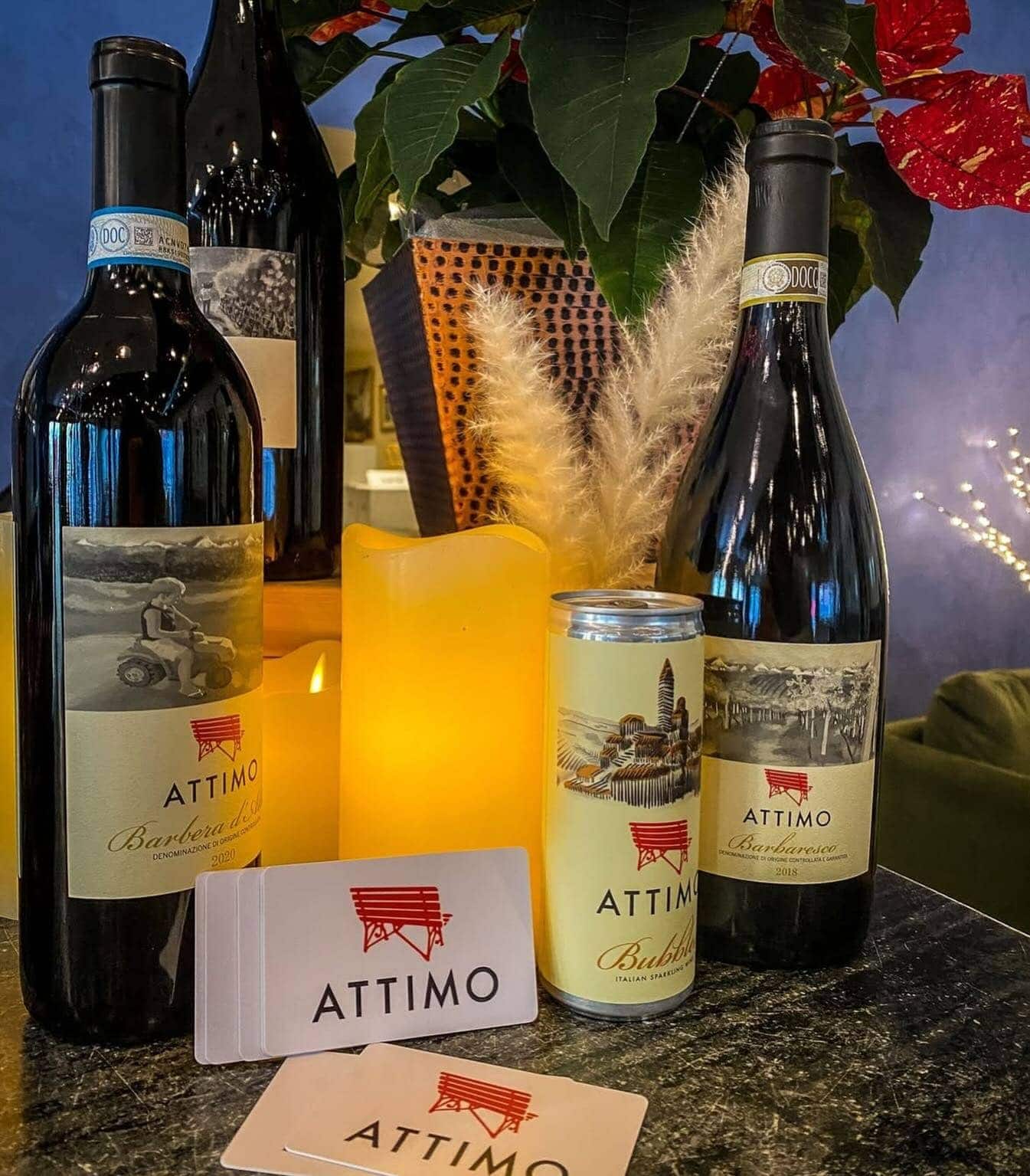 Bottles of wine arranged with gift packaging