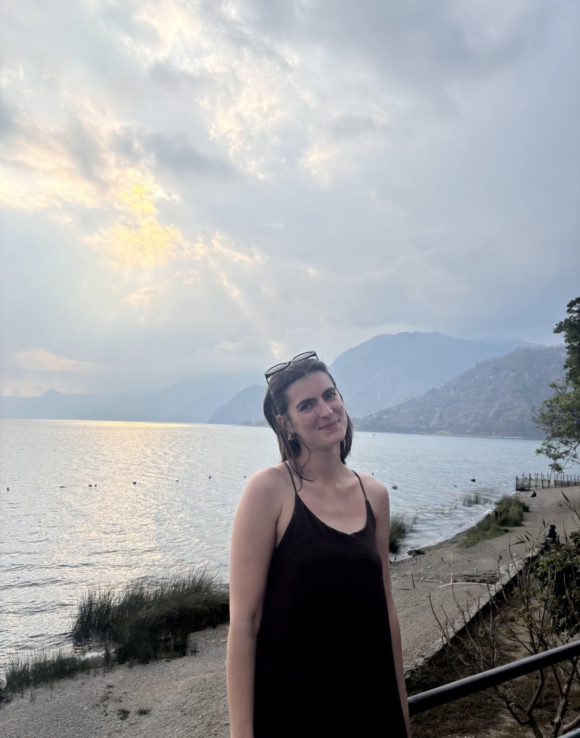 Student on the beach at sunset
